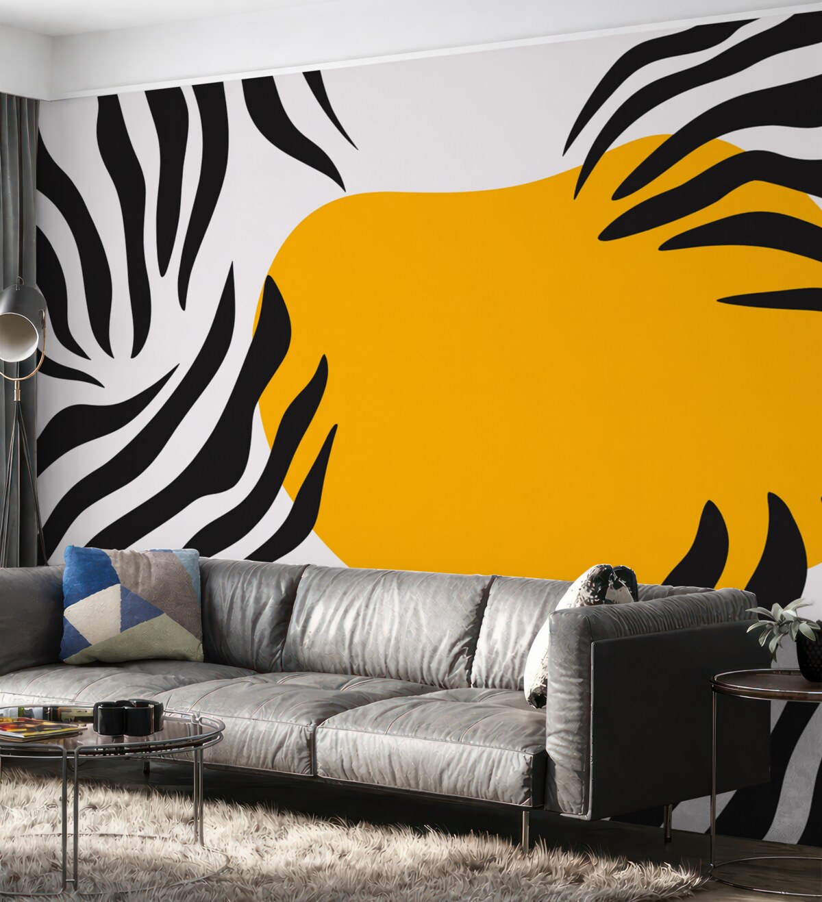 Fototapeta Pasiaste elementy i żółta abstrakcyjna plama.