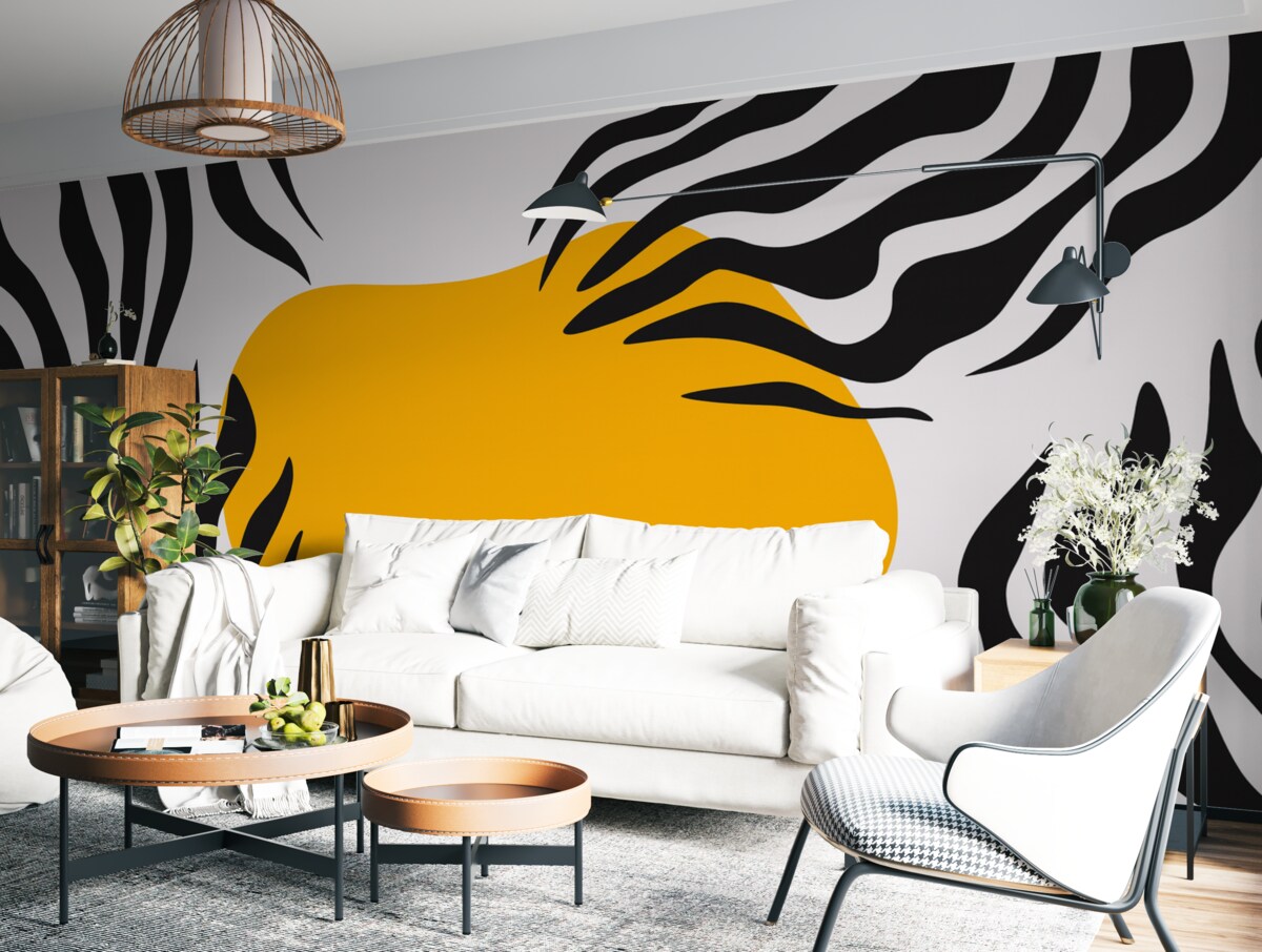 Fototapeta Pasiaste elementy i żółta abstrakcyjna plama.