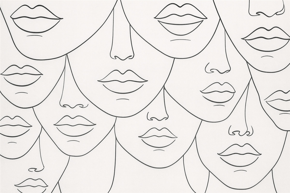 Fototapeta Kreślenie linii twarzy i warg.