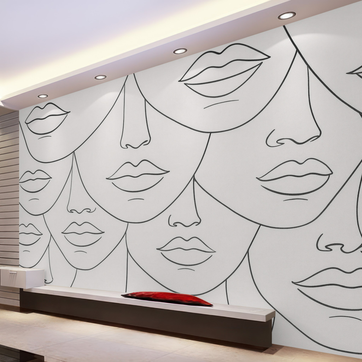 Fototapeta Kreślenie linii twarzy i warg.