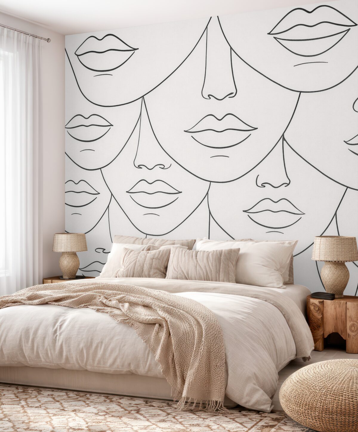 Fototapeta Kreślenie linii twarzy i warg.