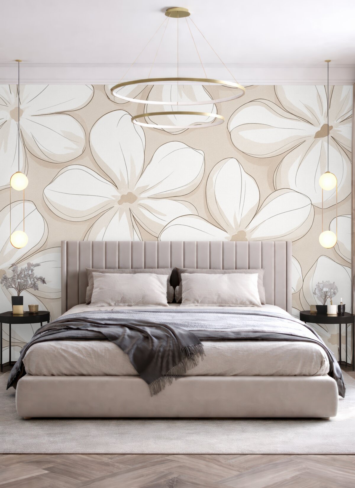 Fototapeta Wielkie abstrakcyjne białe kwiaty.