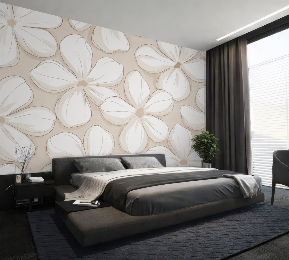 Fototapeta Wielkie abstrakcyjne białe kwiaty.