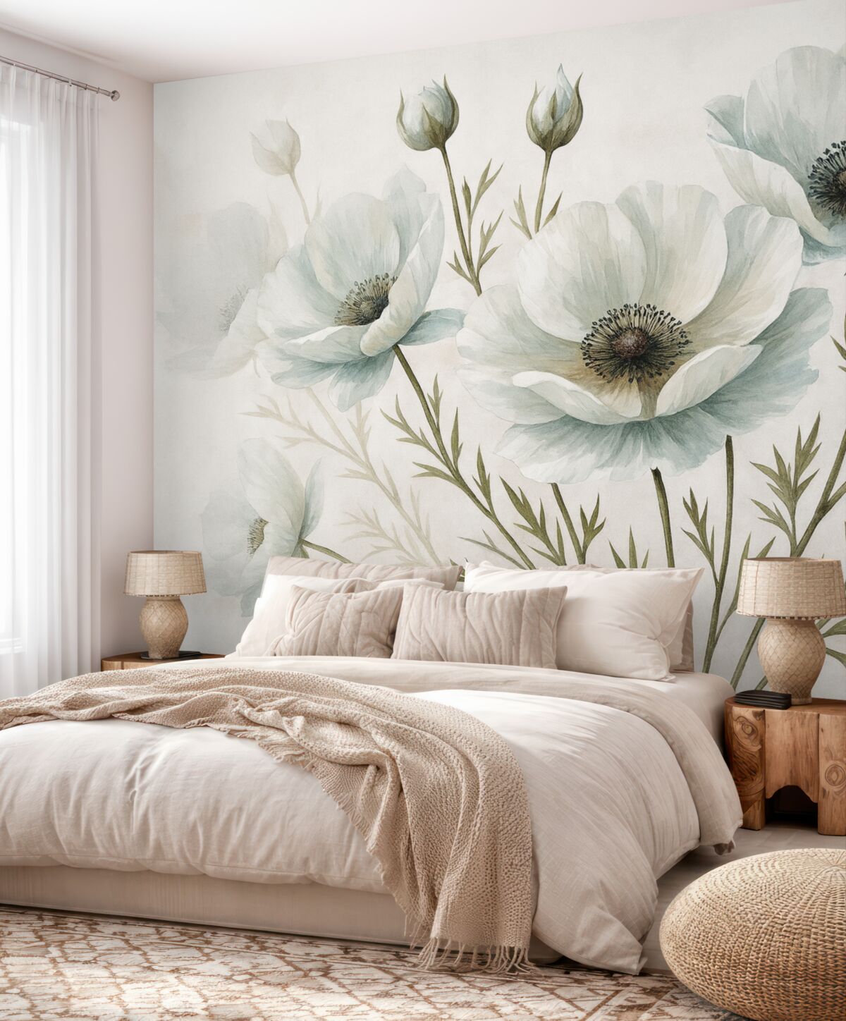 Fototapeta Białe kwiaty są spore.