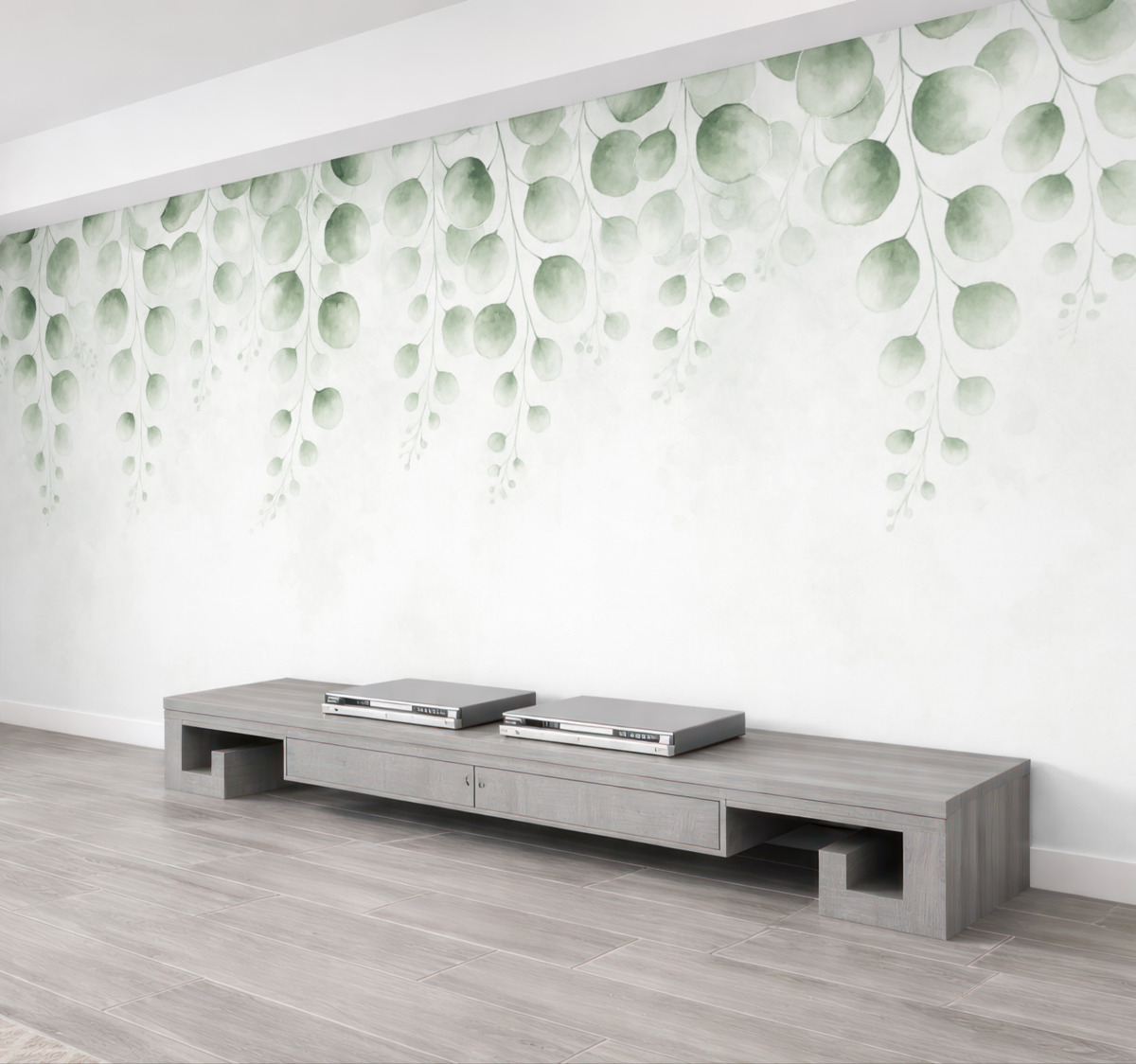 Fototapeta Zielone liście na szczycie.