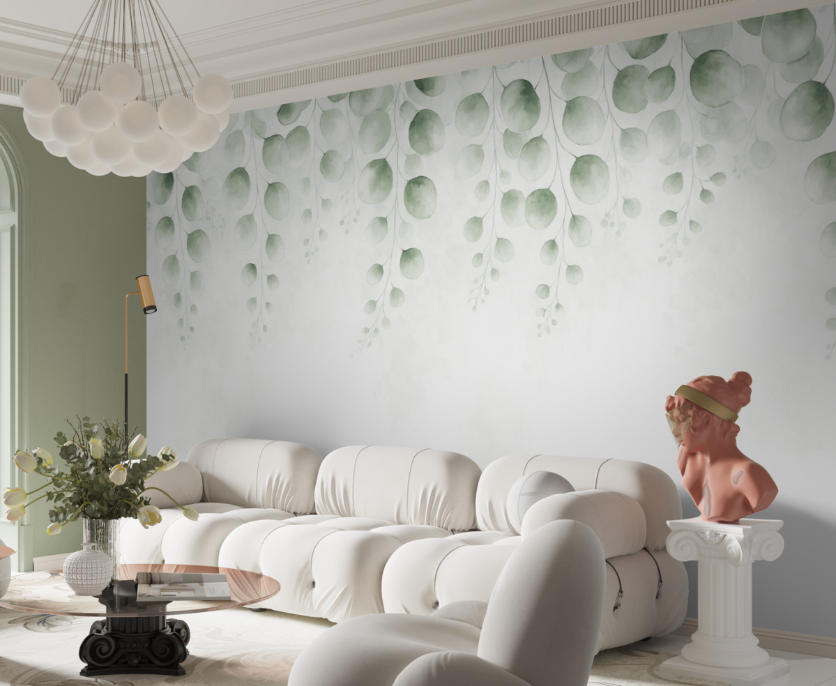 Fototapeta Zielone liście na szczycie.