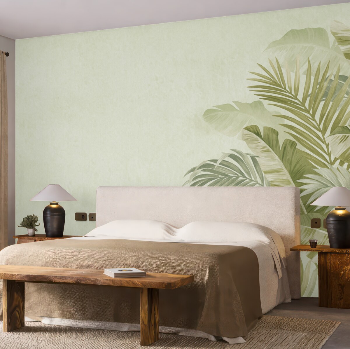 Fototapeta Liście palmy w kolorze zielonym.