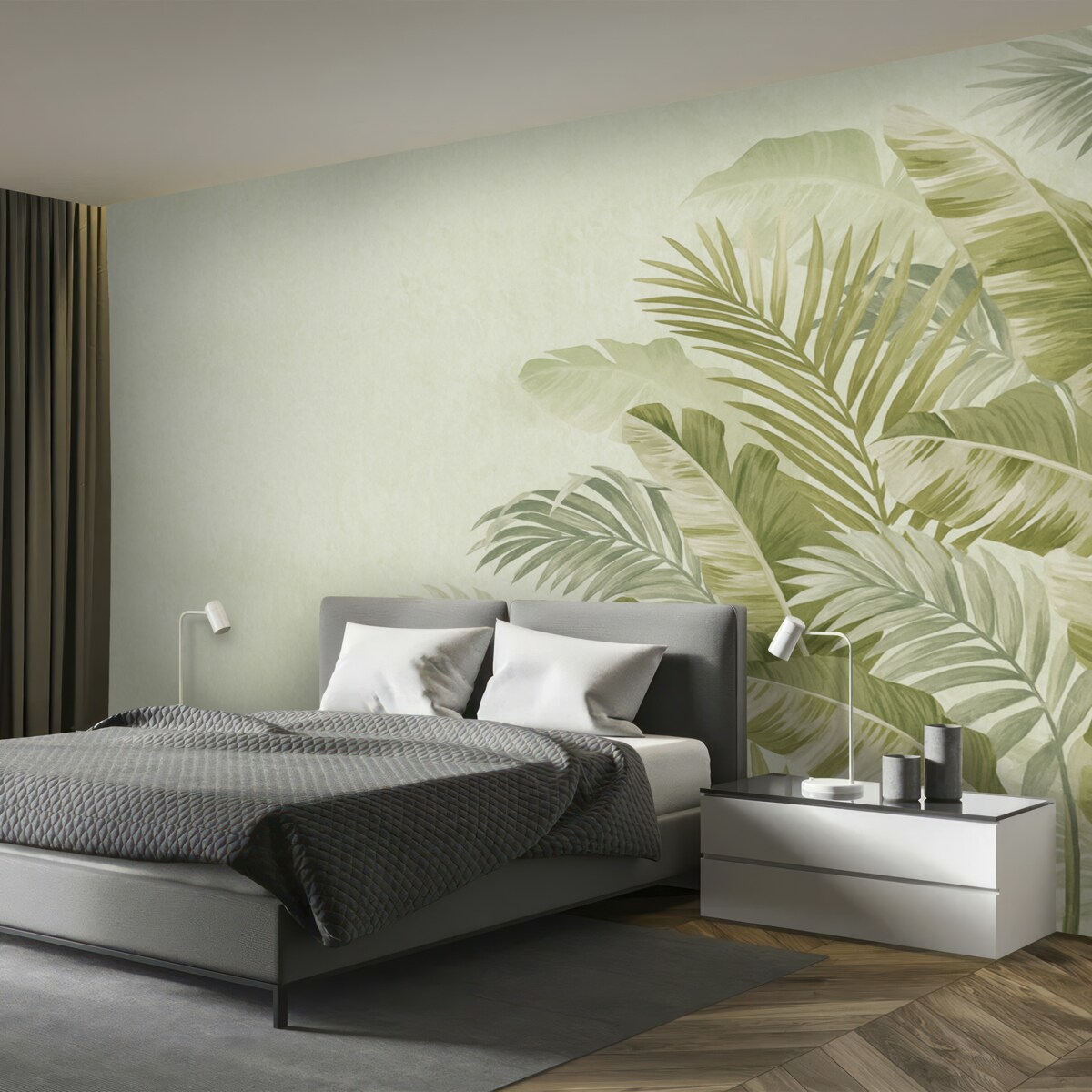 Fototapeta Liście palmy w kolorze zielonym.