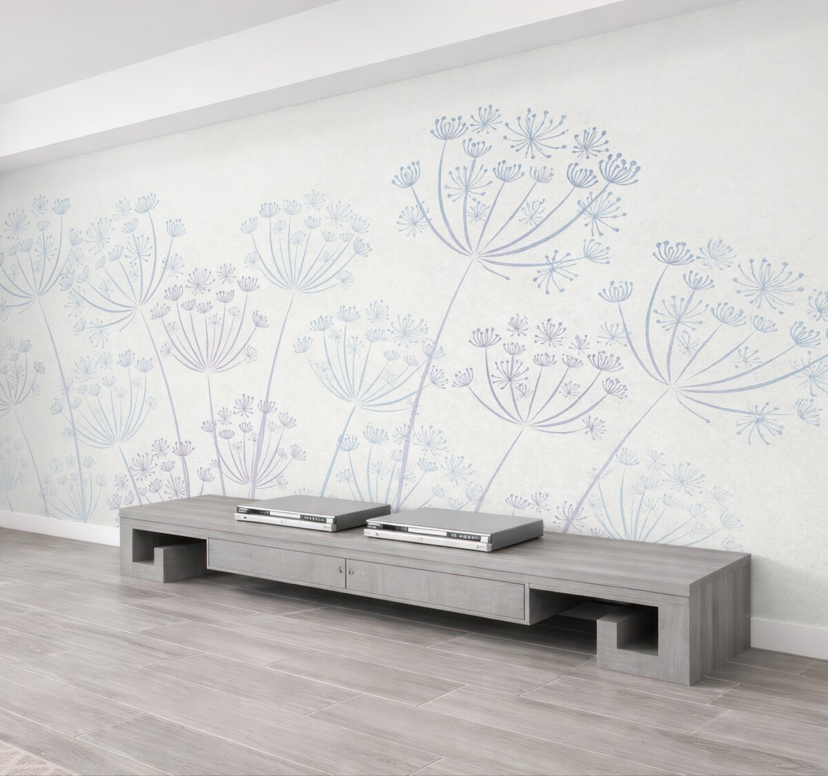 Fototapeta Mniszek pospolity na szarym tle.