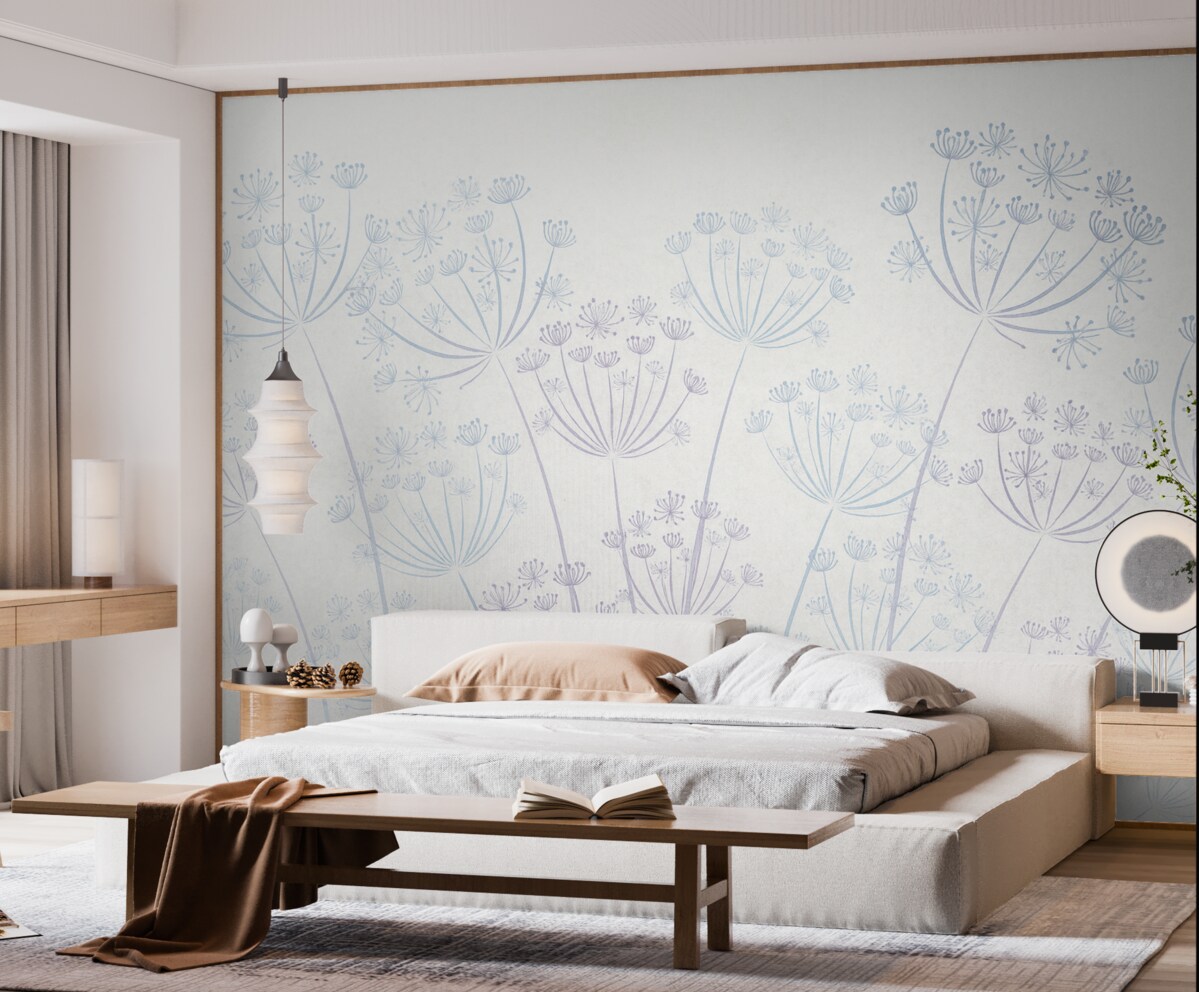 Fototapeta Mniszek pospolity na szarym tle.