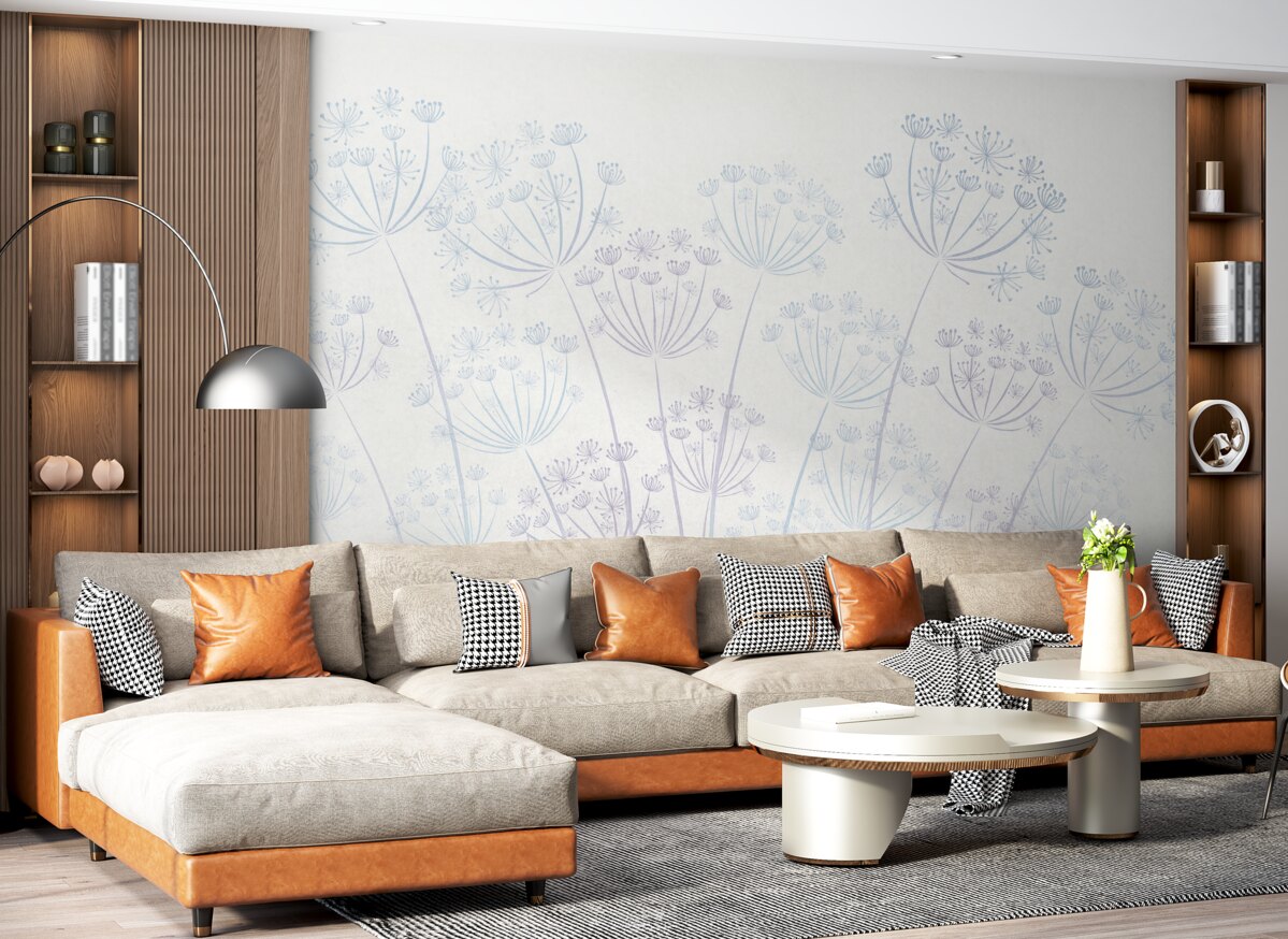 Fototapeta Mniszek pospolity na szarym tle.