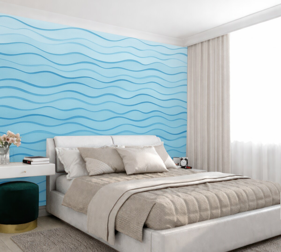 Fototapeta Faliste niebieskie linie