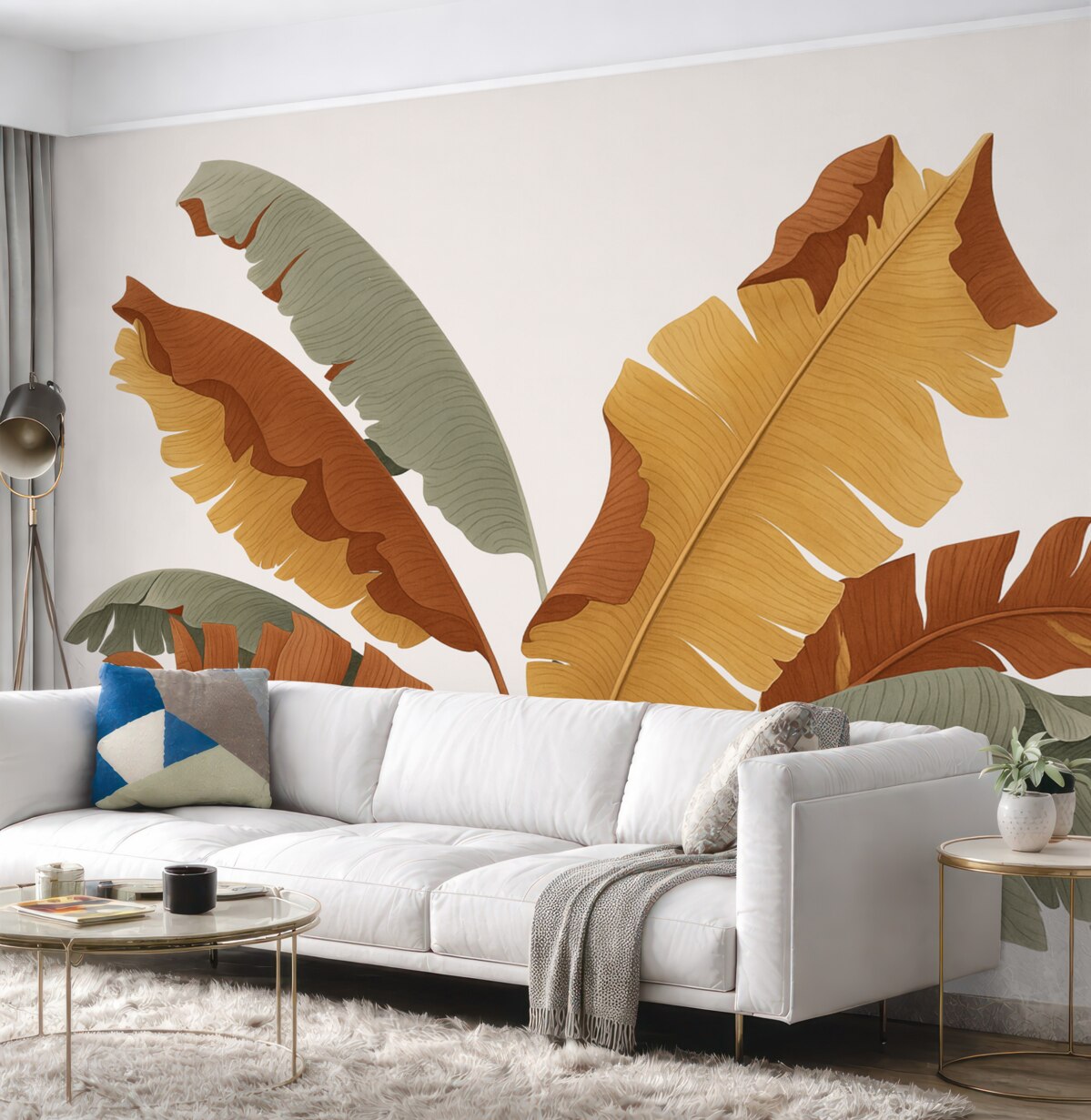 Fototapeta Liście tropikalne w odcieniach czerwieni i żółcieni.