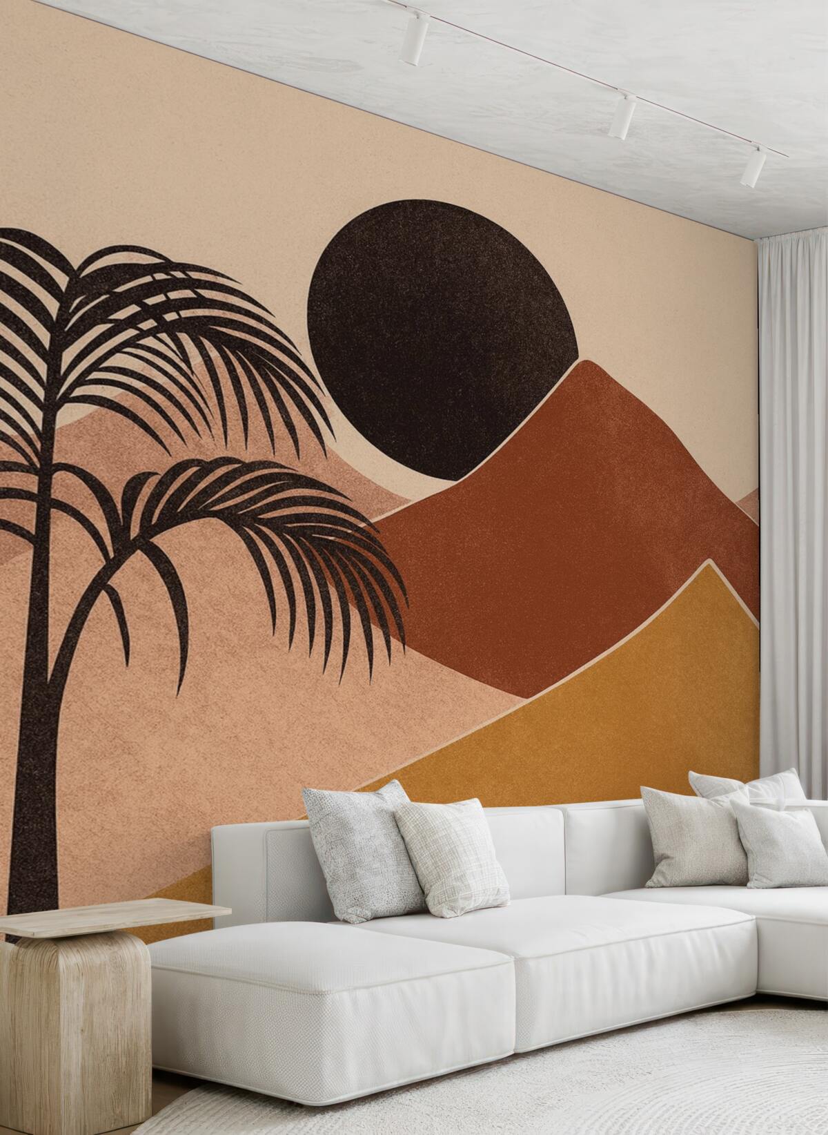 Fototapeta Abstrakcyjny pejzaż górski z palmami.