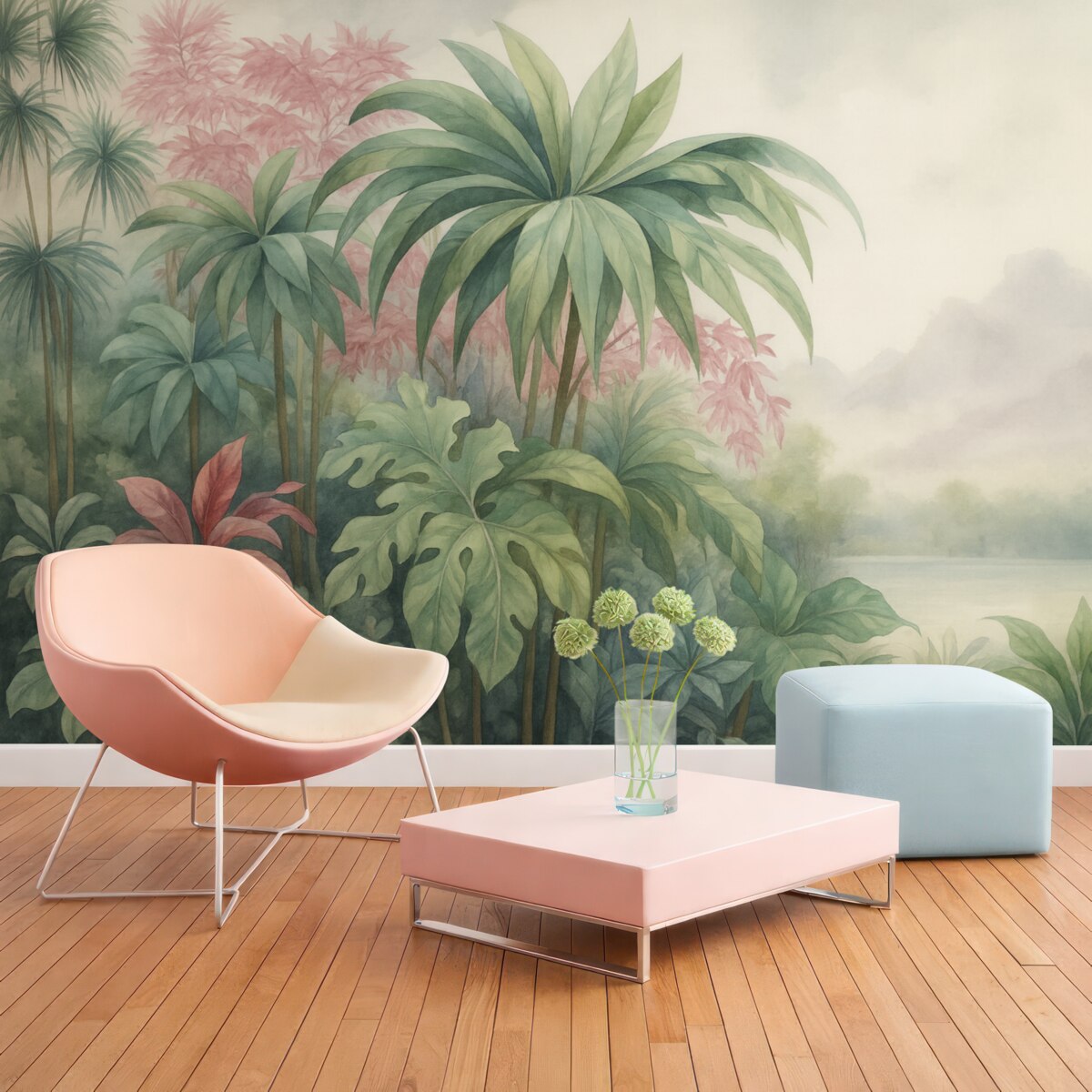 Fototapeta Rośliny tropikalne w klimacie retro.