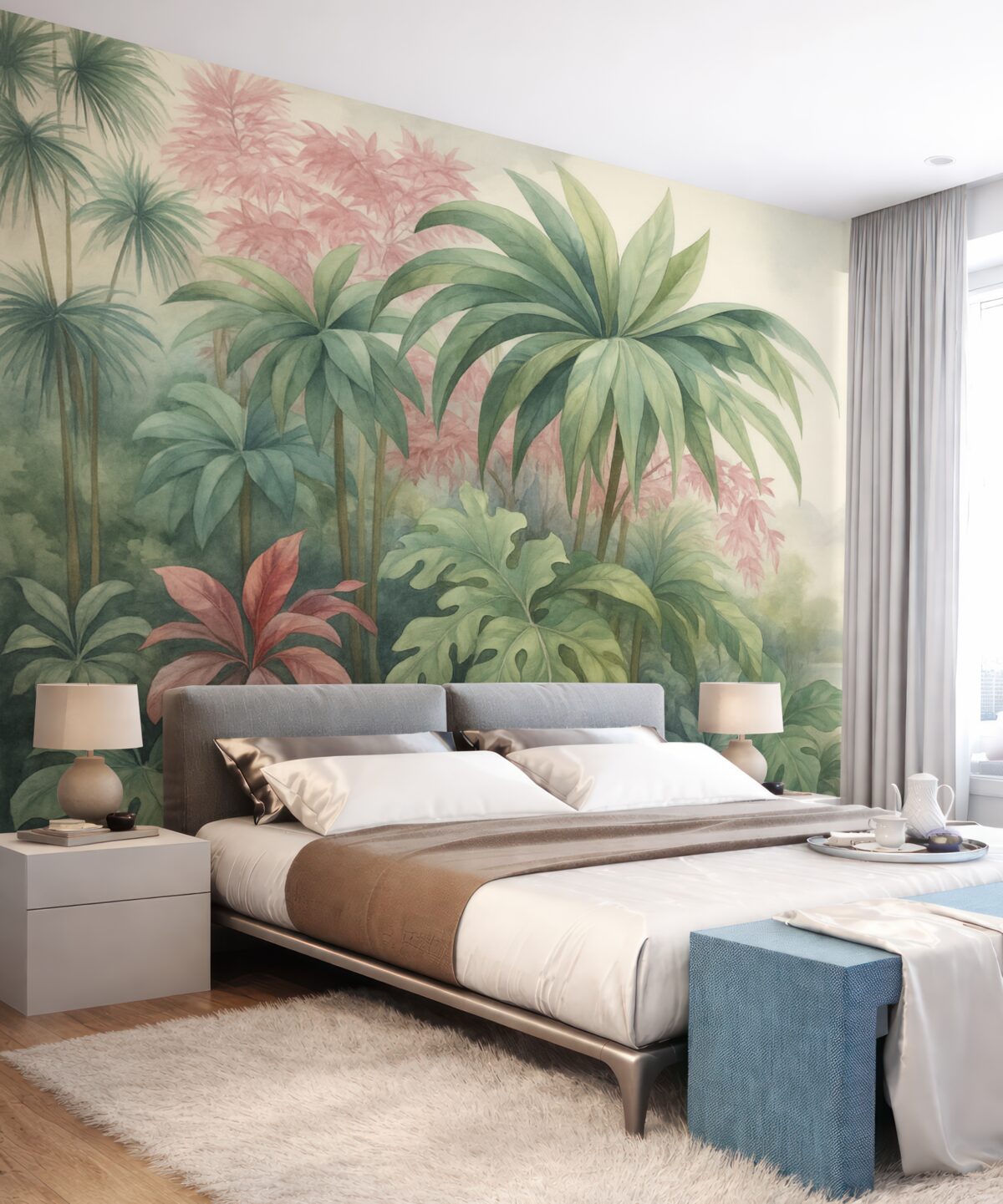 Fototapeta Rośliny tropikalne w klimacie retro.