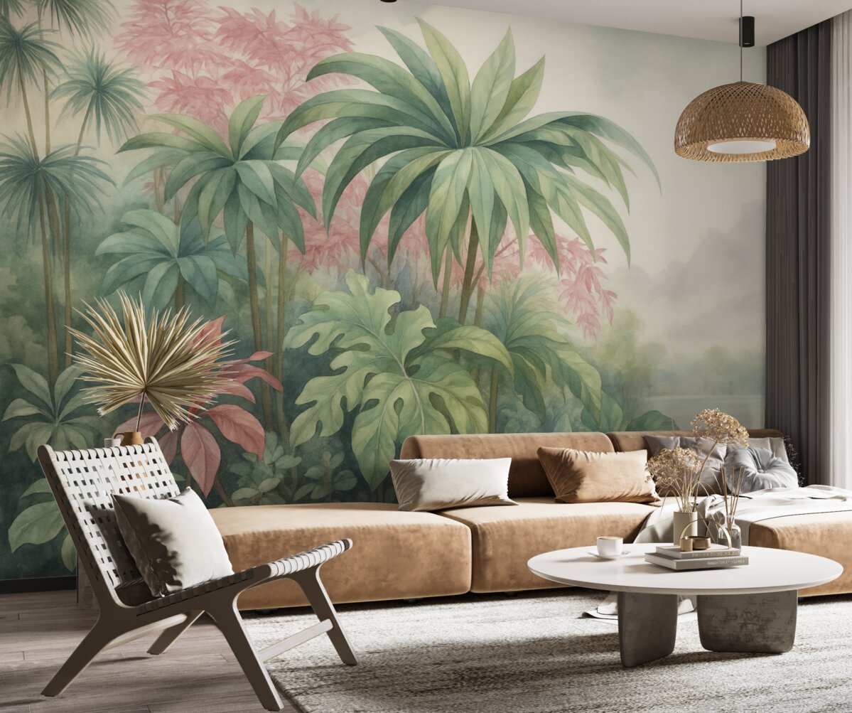 Fototapeta Rośliny tropikalne w klimacie retro.