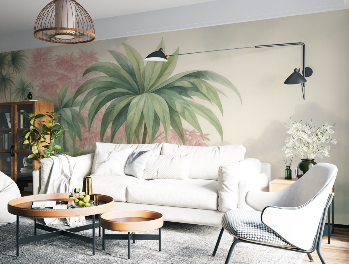 Fototapeta Rośliny tropikalne w klimacie retro.