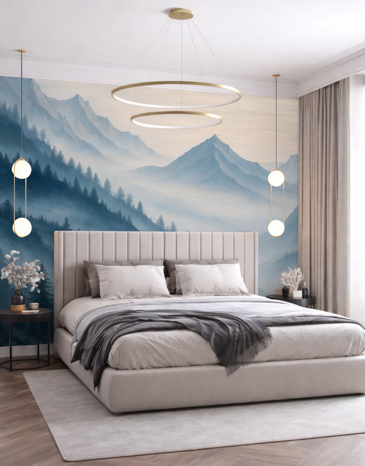 Fototapeta Górskie stoki, odcienie niebieskości.