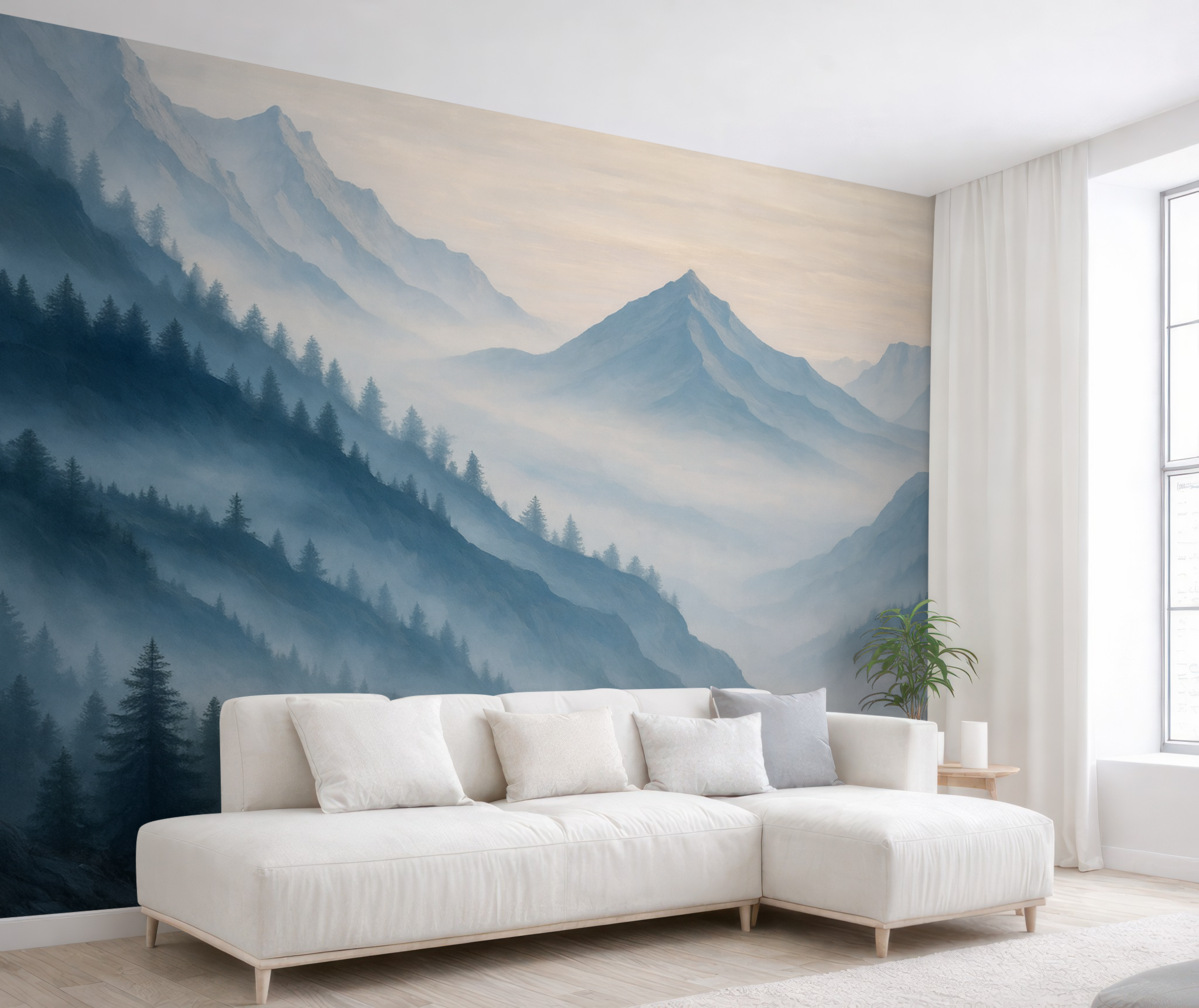 Fototapeta Górskie stoki, odcienie niebieskości.