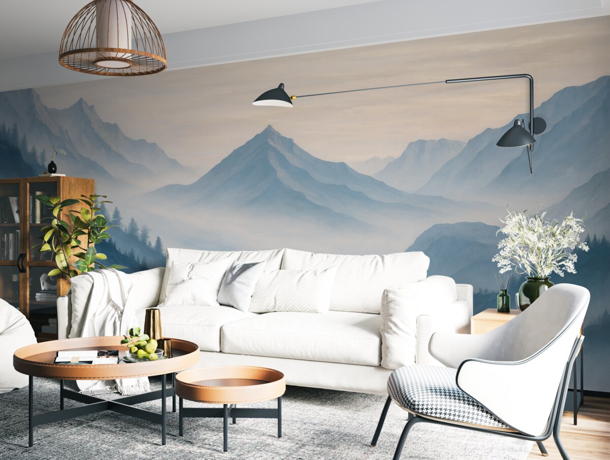 Fototapeta Górskie stoki, odcienie niebieskości.