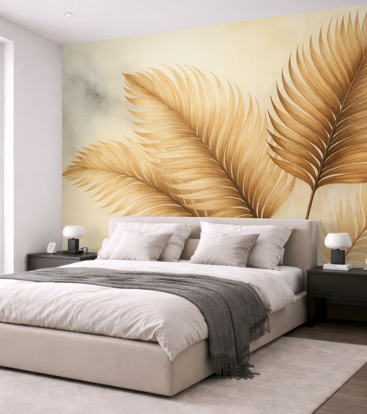 Fototapeta Sucha akwarela naśladująca liście tropikalne.