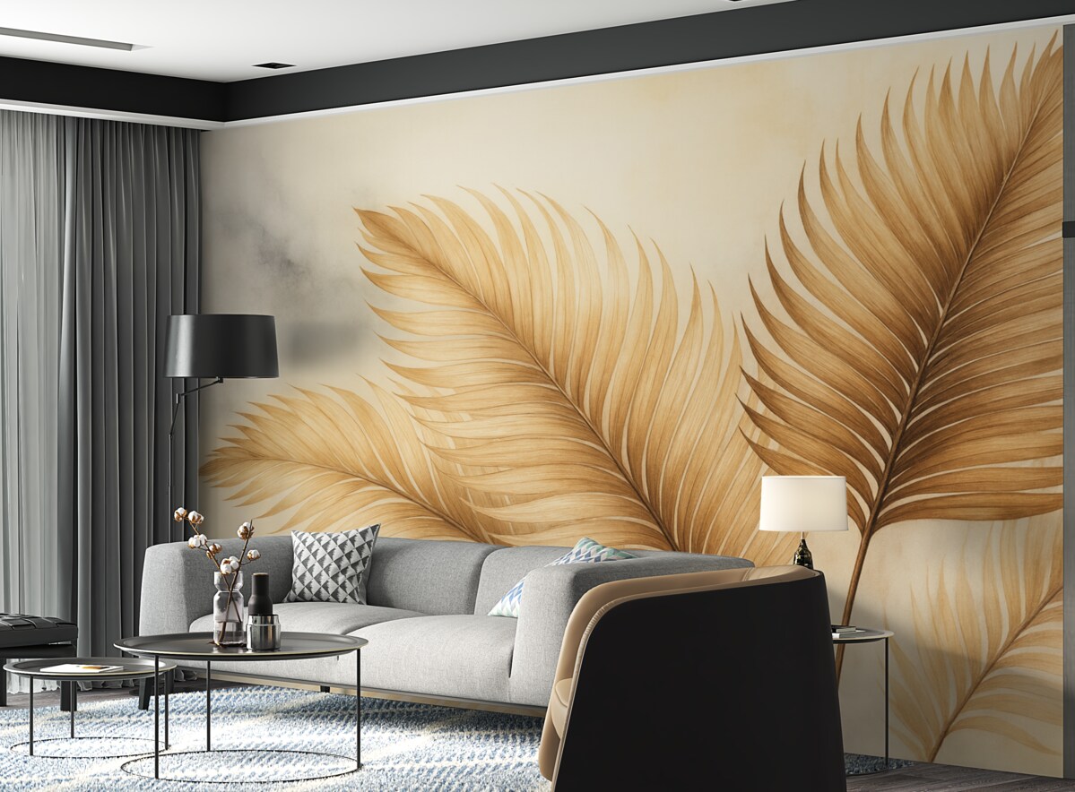 Fototapeta Sucha akwarela naśladująca liście tropikalne.