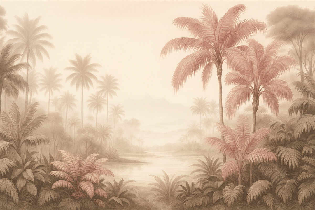 Fototapeta Tropikalny pejzaż w estetyce retro.