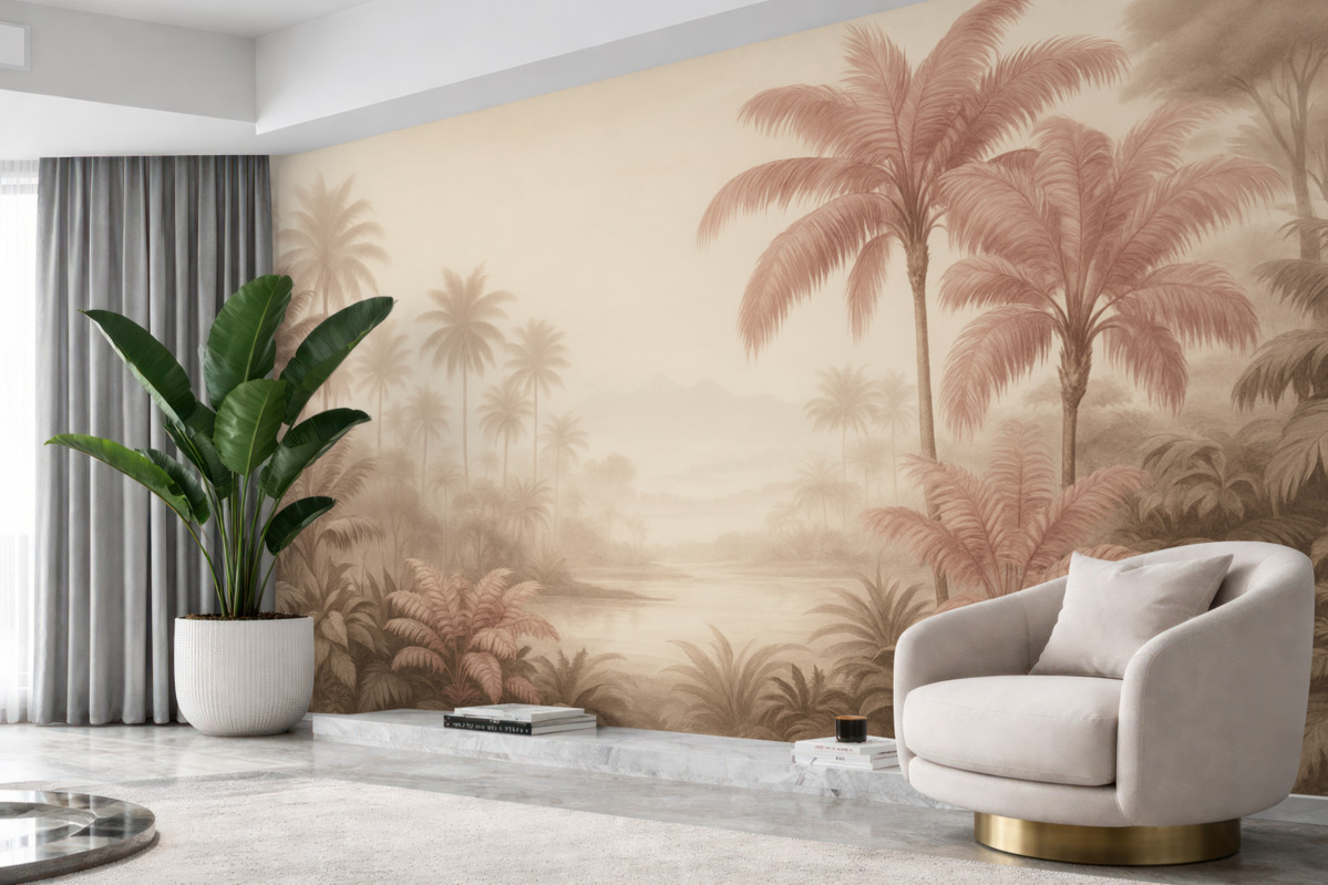 Fototapeta Tropikalny pejzaż w estetyce retro.