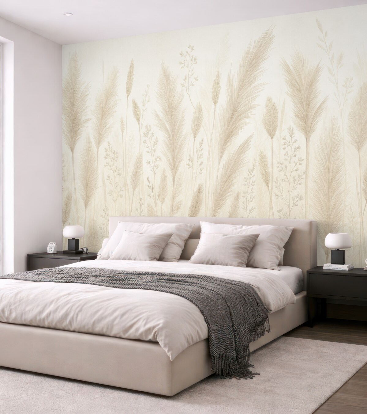 Fototapeta Subtelne dzikie kwiaty i kłosy w łagodnych pastelowych odcieniach.