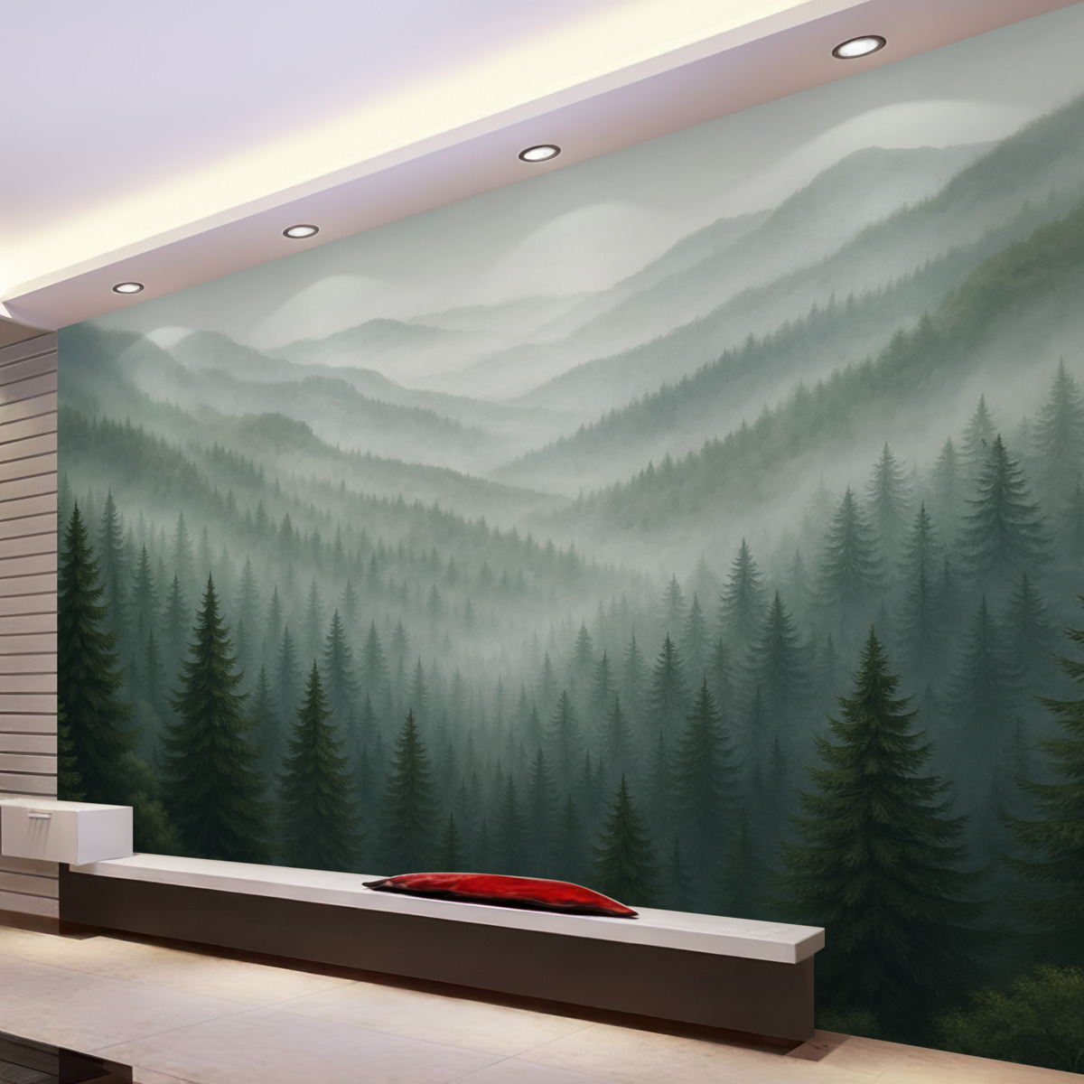 Fototapeta Zamglony zielony las.