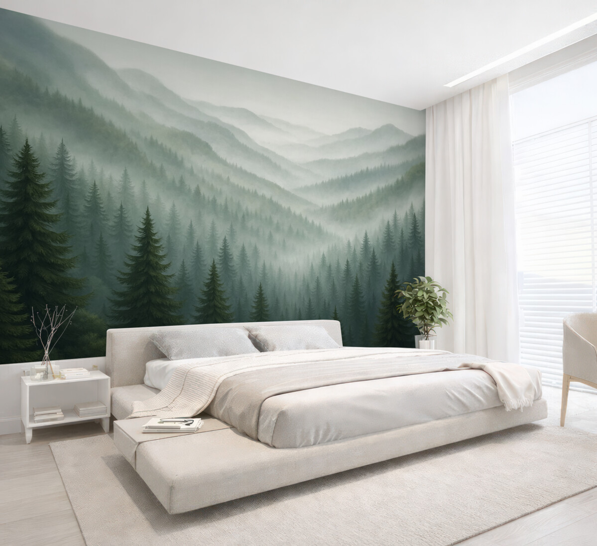 Fototapeta Zamglony zielony las.