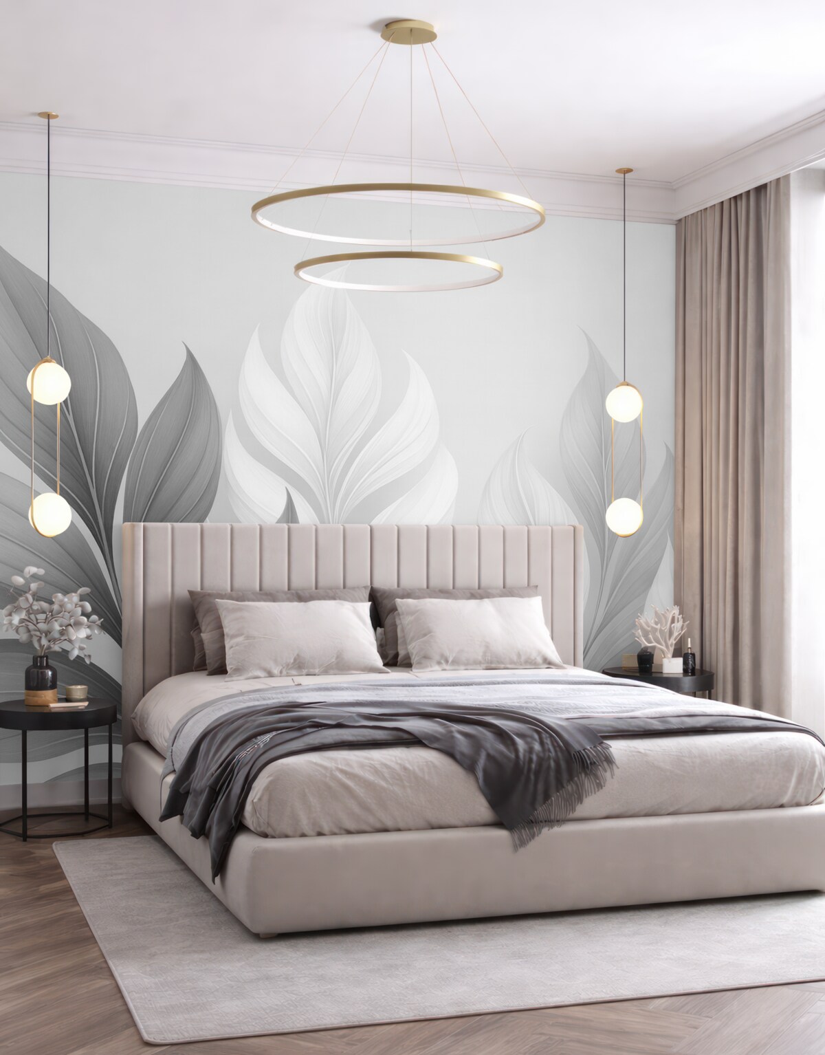 Fototapeta Abstrakcyjne liście w odcieniach czerni i bieli.