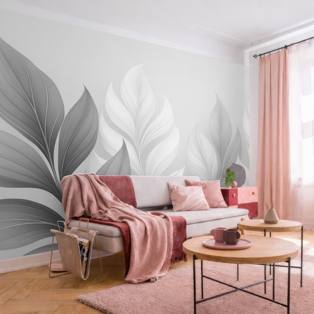 Fototapeta Abstrakcyjne liście w odcieniach czerni i bieli.