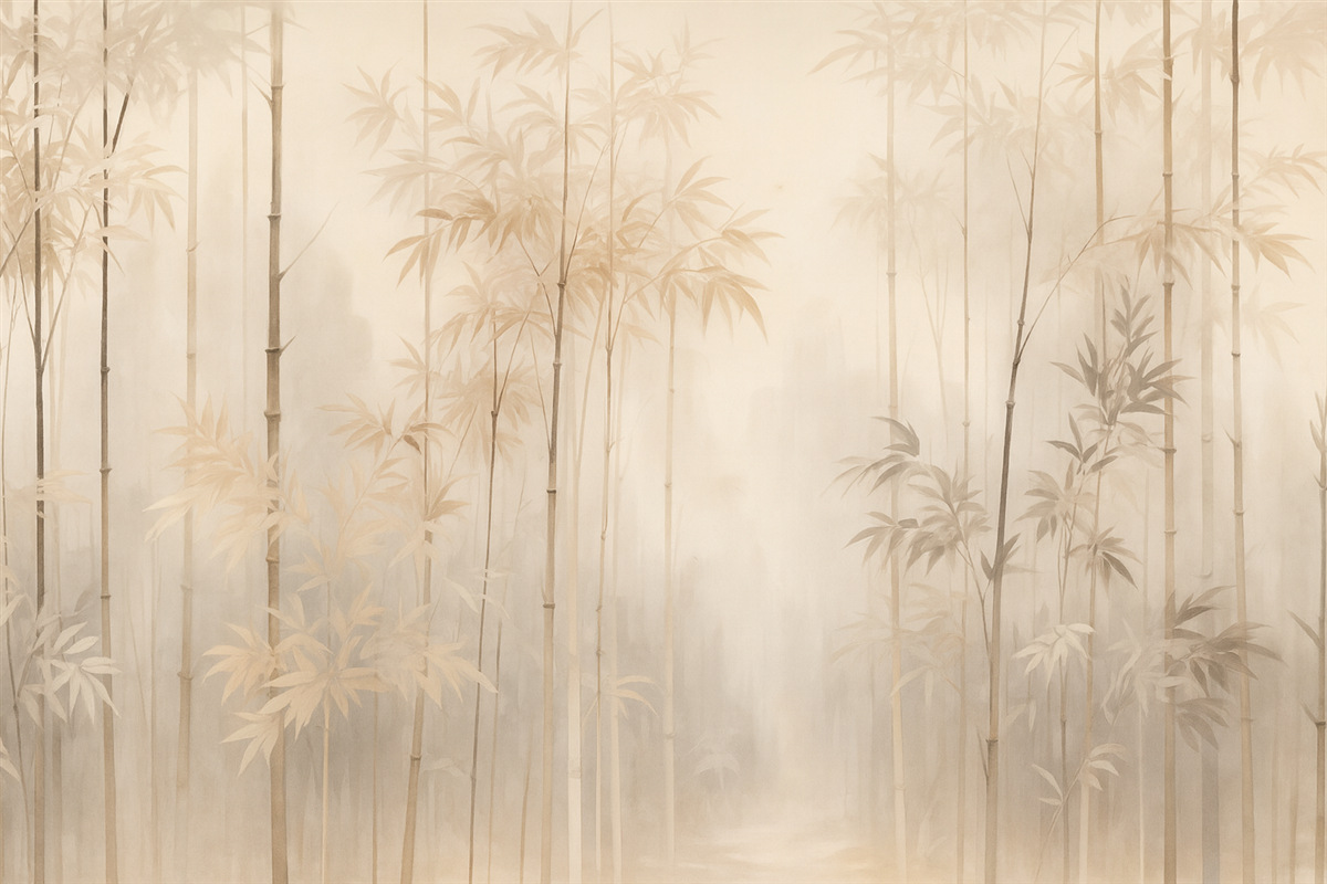 Fototapeta Bambusowy gaj w jasnych odcieniach.