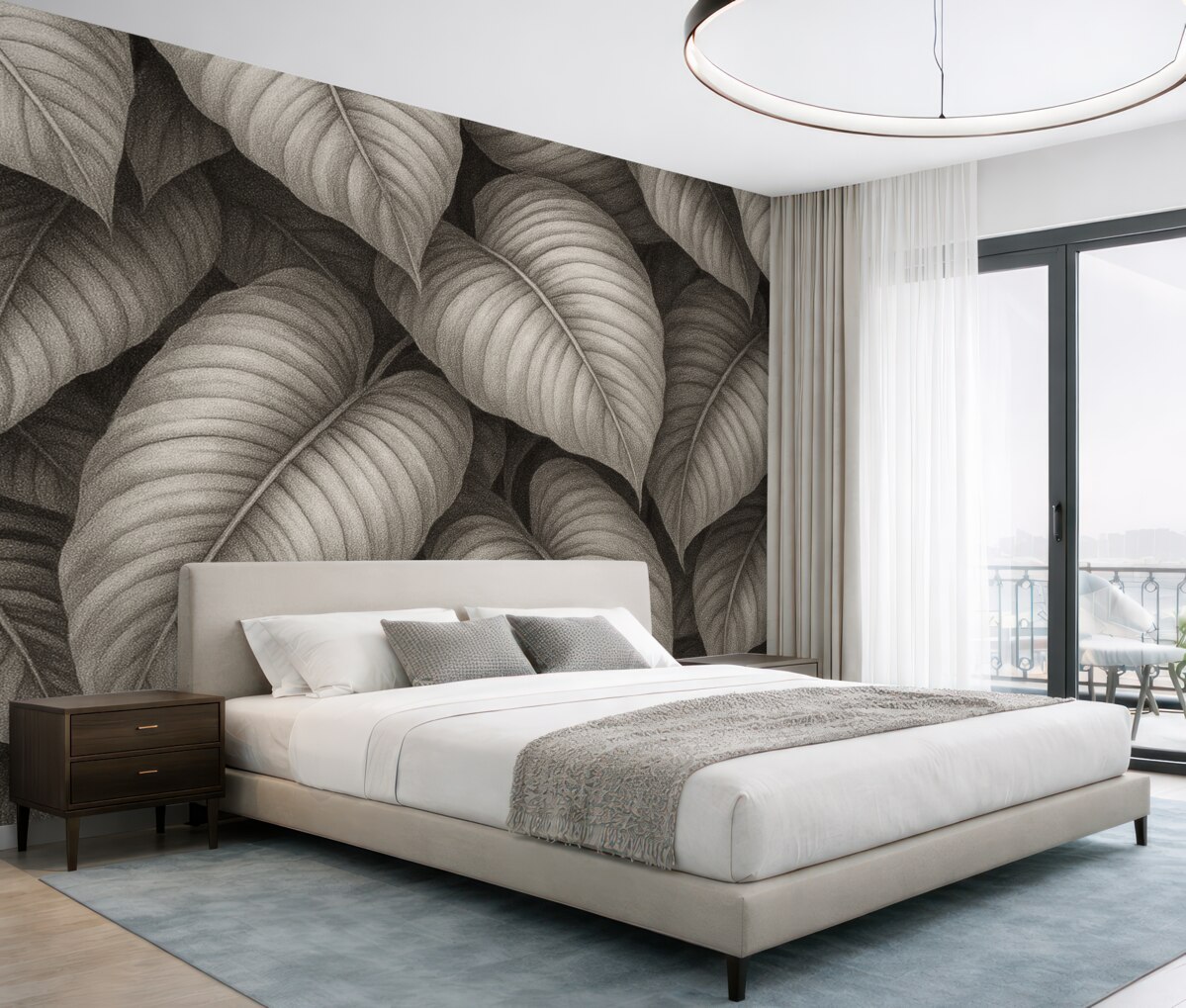 Fototapeta Jednokolorowy obraz tropikalnych liści.