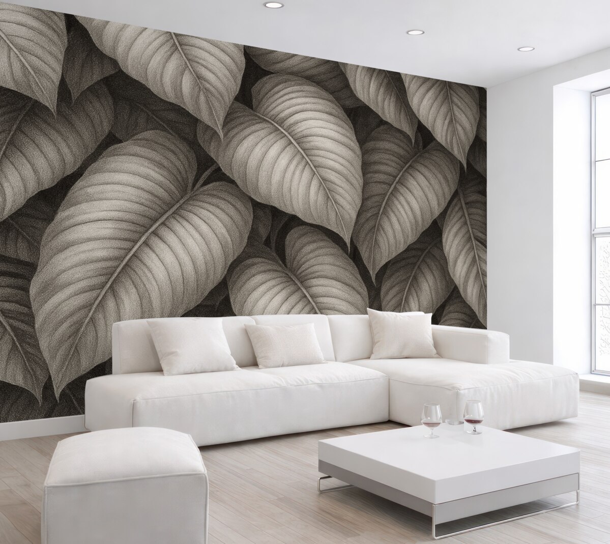 Fototapeta Jednokolorowy obraz tropikalnych liści.