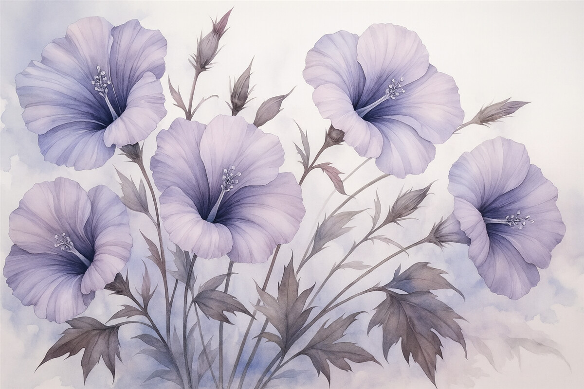 Fototapeta Kwiaty petunii w stylu akwarelowym.
