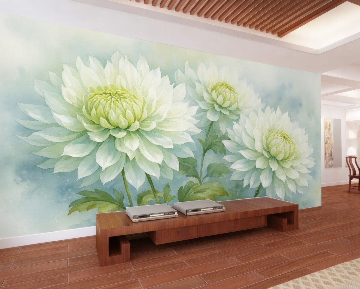 Fototapeta Chryzantemy w stylu akwareli.