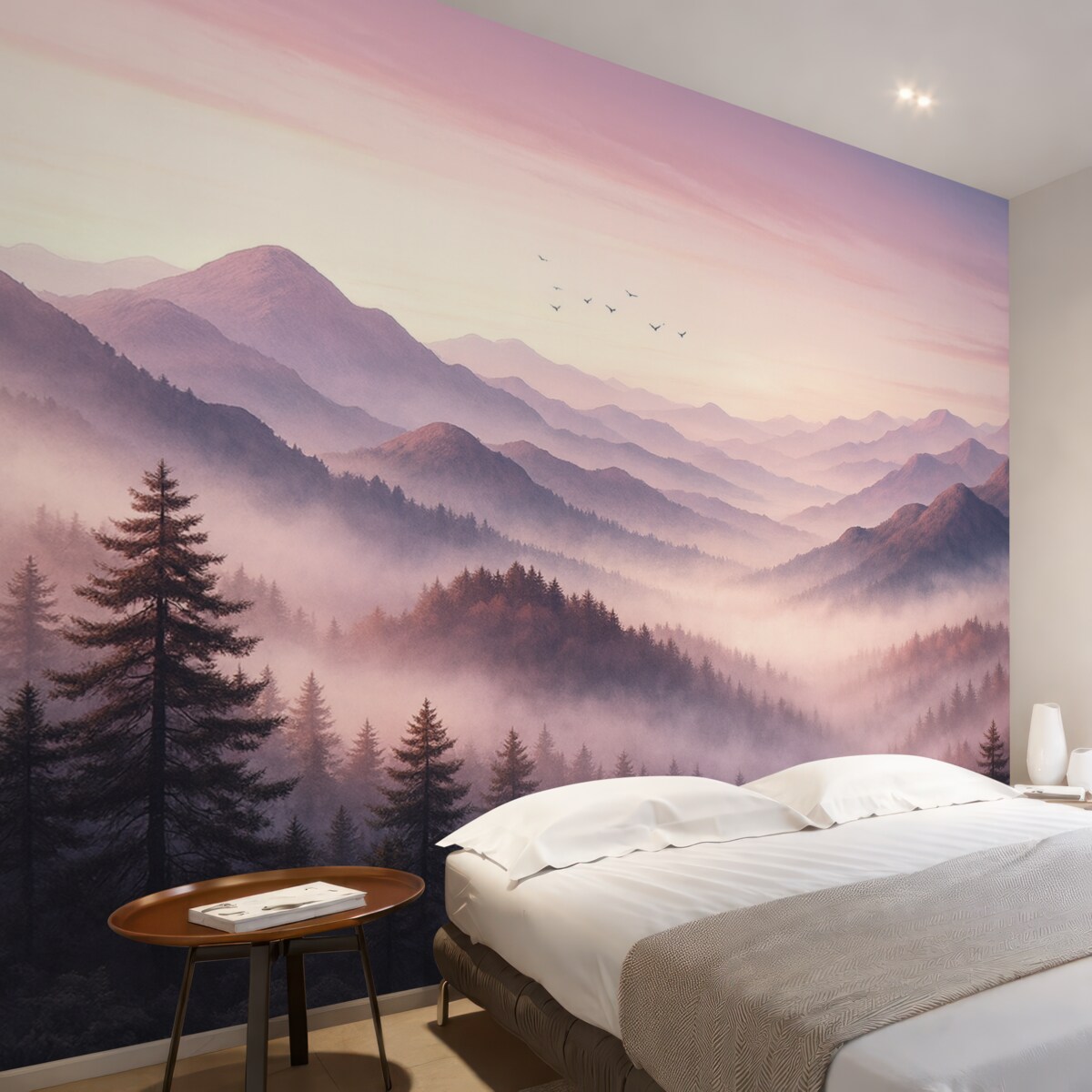 Fototapeta Góry w mgle o poranku przypominają akwarelę.