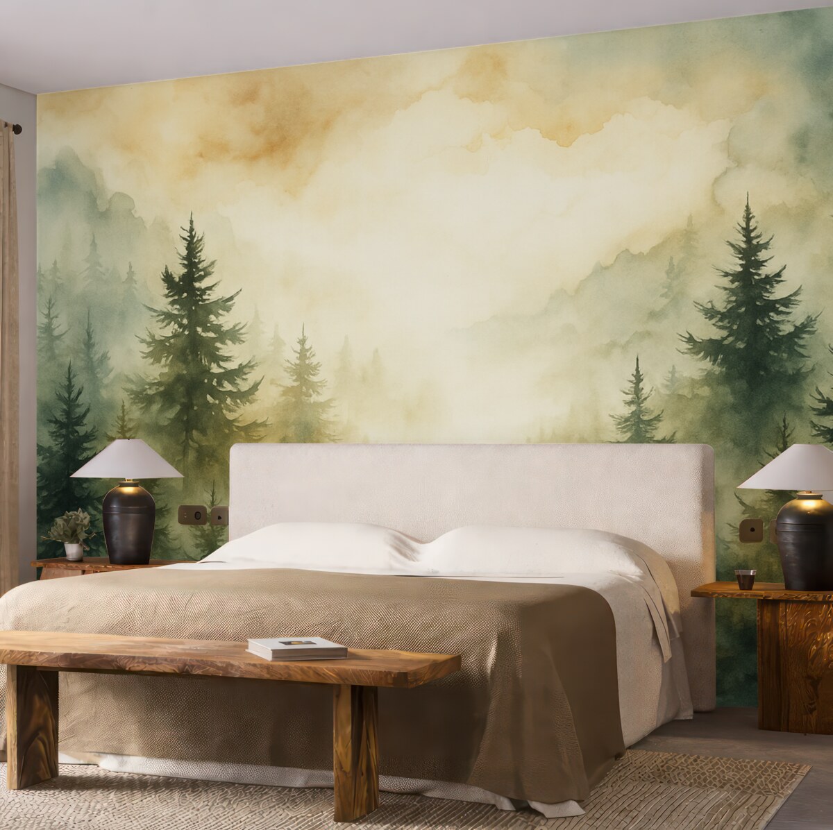 Fototapeta Obraz odwzorowujący las akwarelowy.