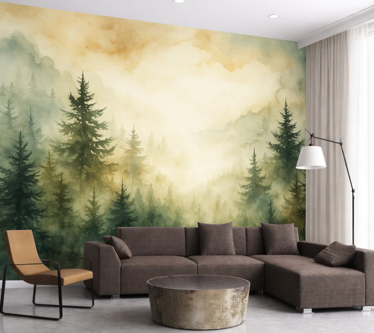 Fototapeta Obraz odwzorowujący las akwarelowy.