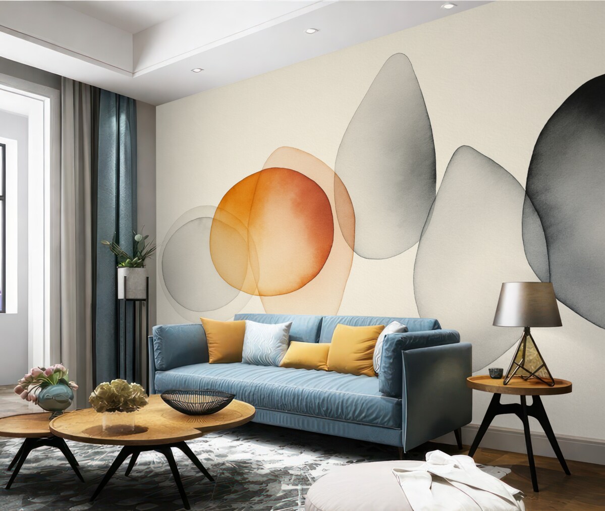 Fototapeta Abstrakcyjna kompozycja plam naśladujących akwarelę.