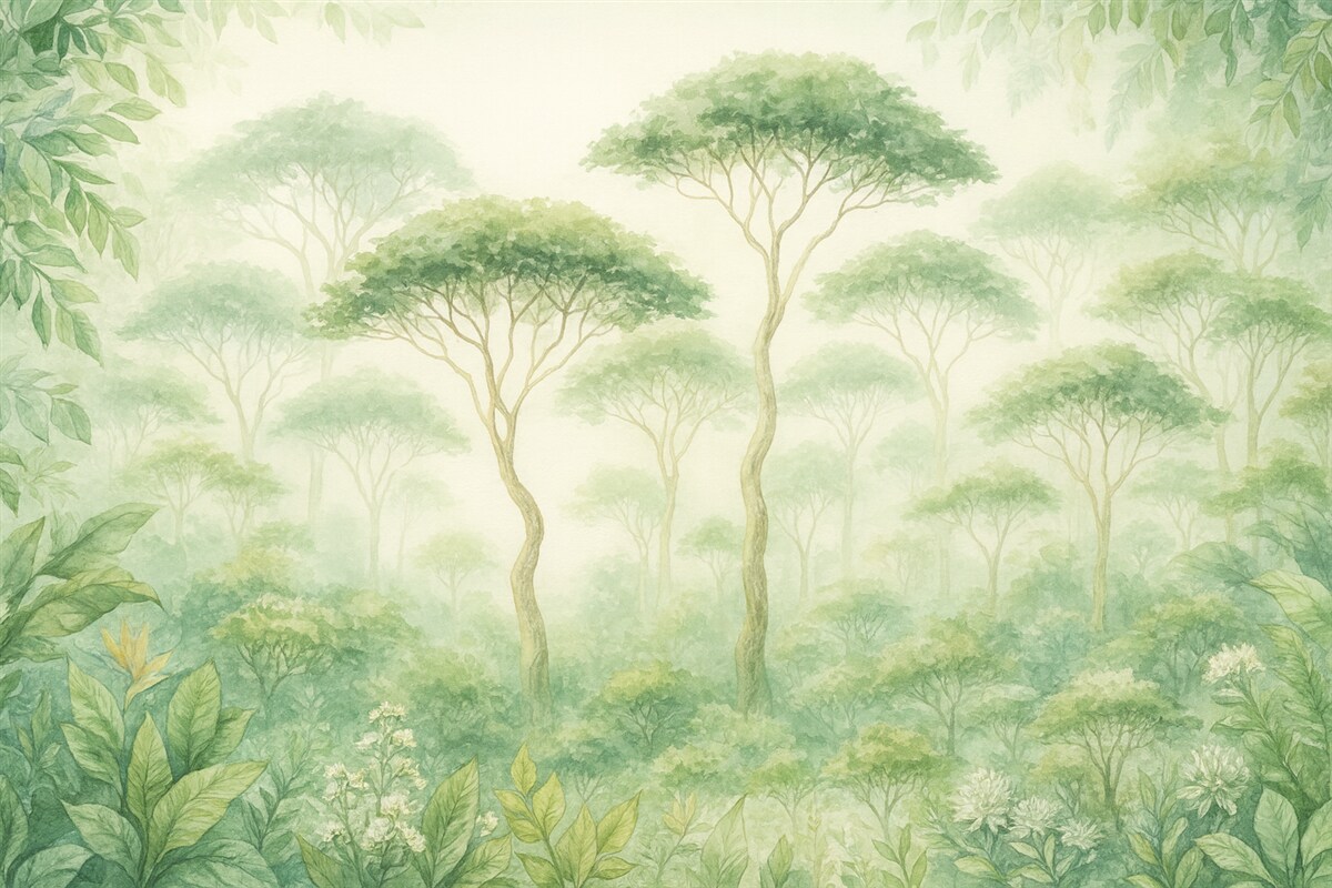 Fototapeta Las tropikalny z zajączkiem.