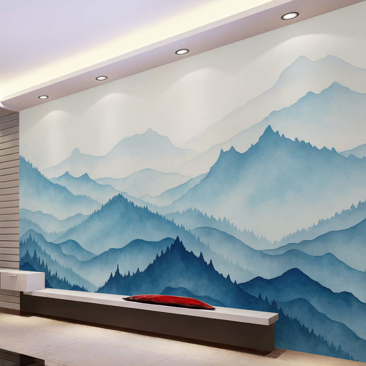 Fototapeta Góry przypominające błękitne tonacje akwareli.