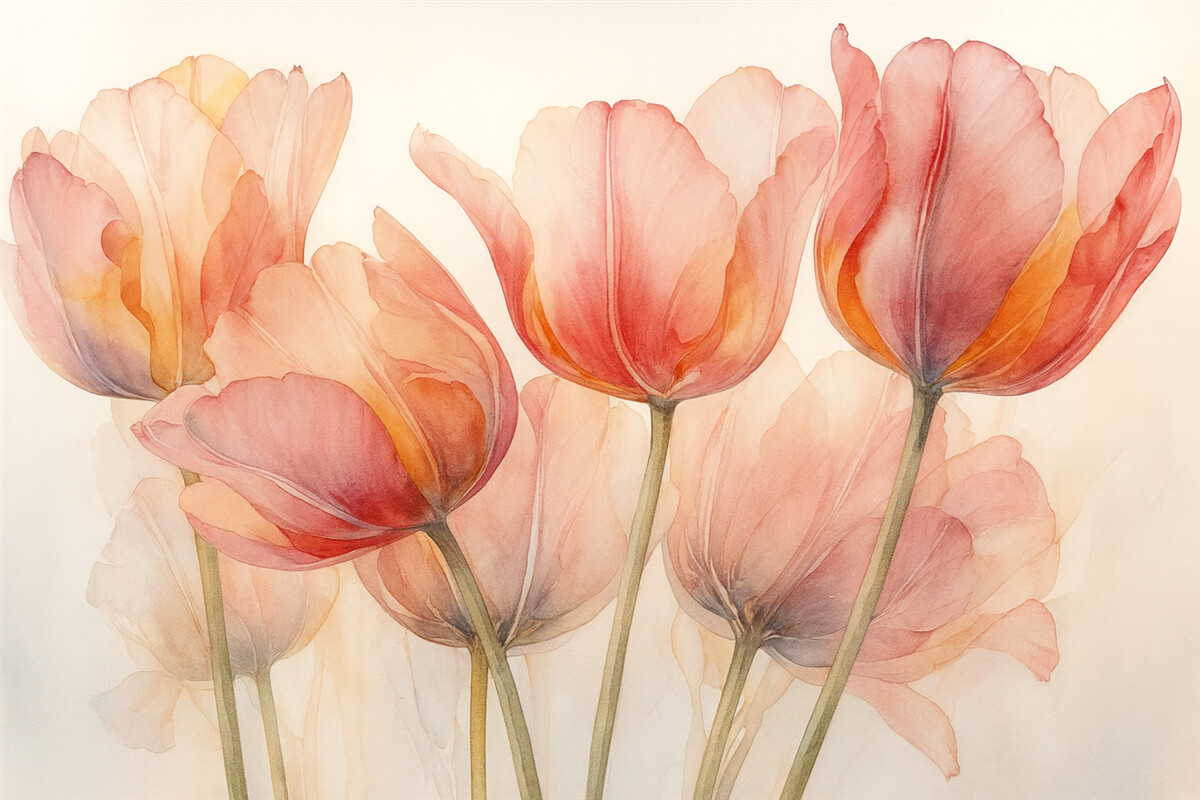 Fototapeta Tulipany w stylu akwareli.
