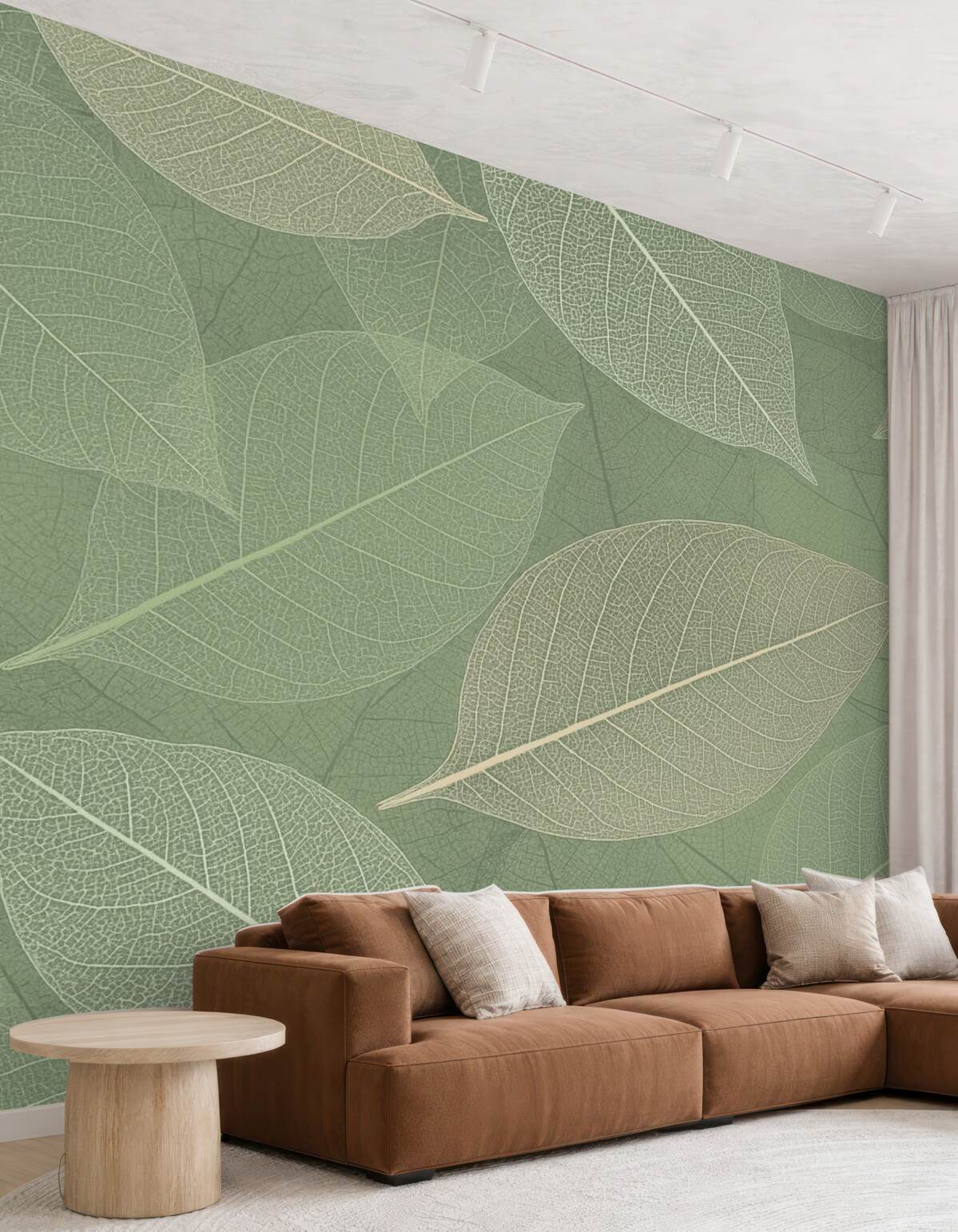 Fototapeta zbliżenie liści z nerwami w jasnych odcieniach zieleni