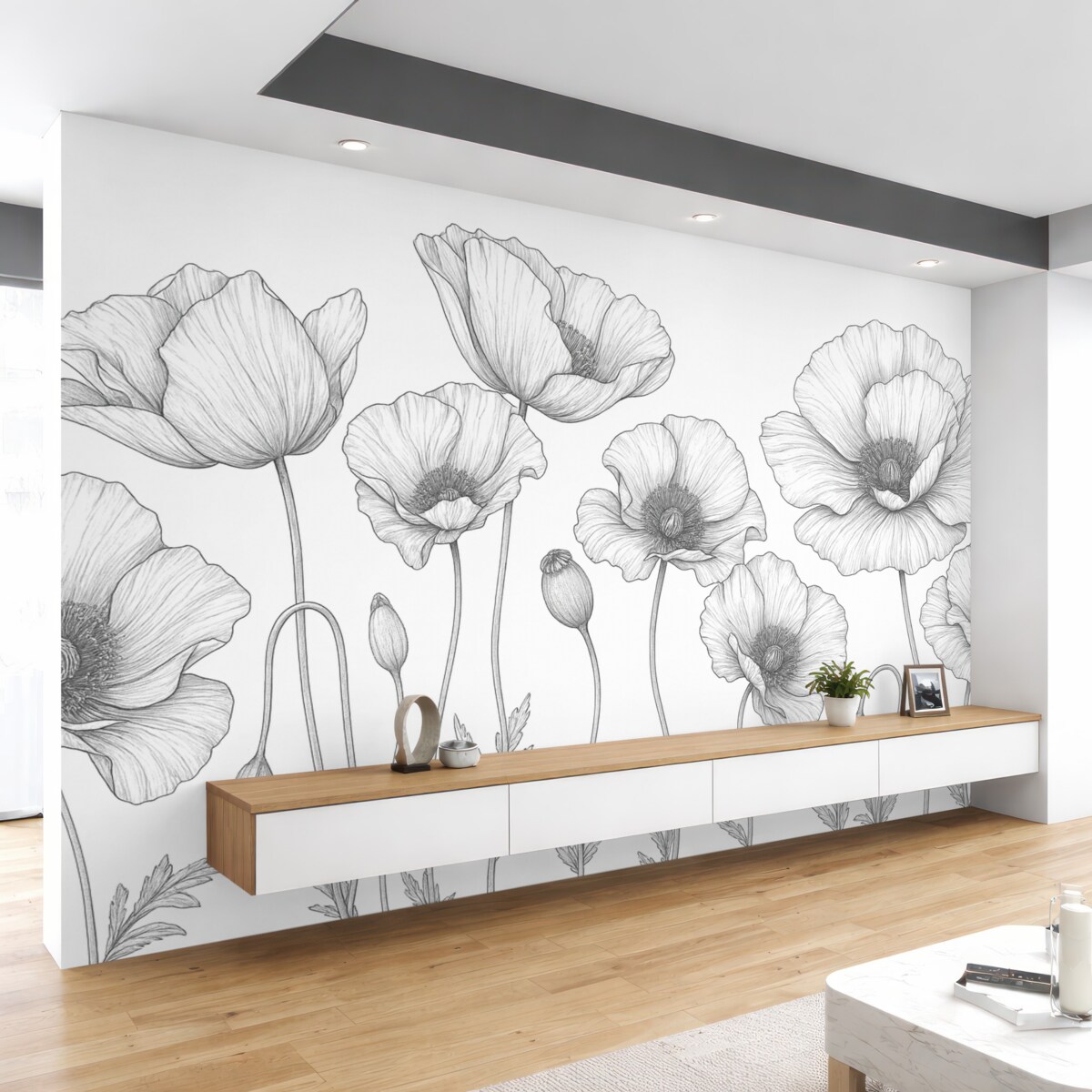 Fototapeta Czarne oraz białe maki.