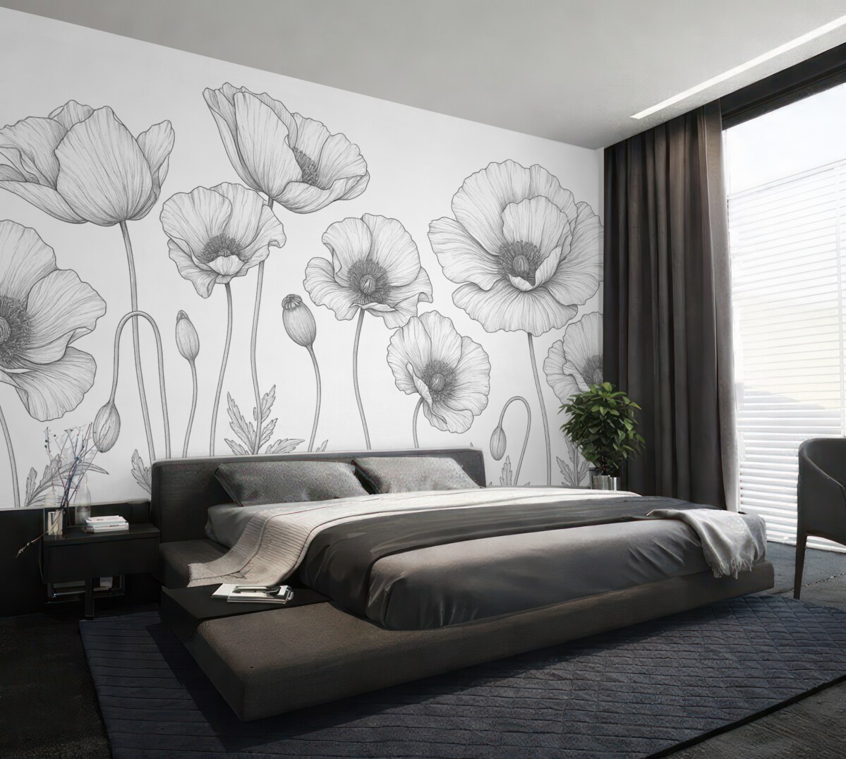 Fototapeta Czarne oraz białe maki.