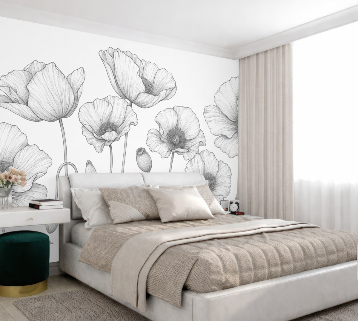 Fototapeta Czarne oraz białe maki.